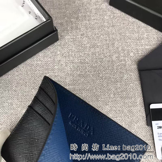 PRADA普拉達 專櫃最新爆款 頂級原單十字紋牛皮 男士卡包 2MC223 DD1965